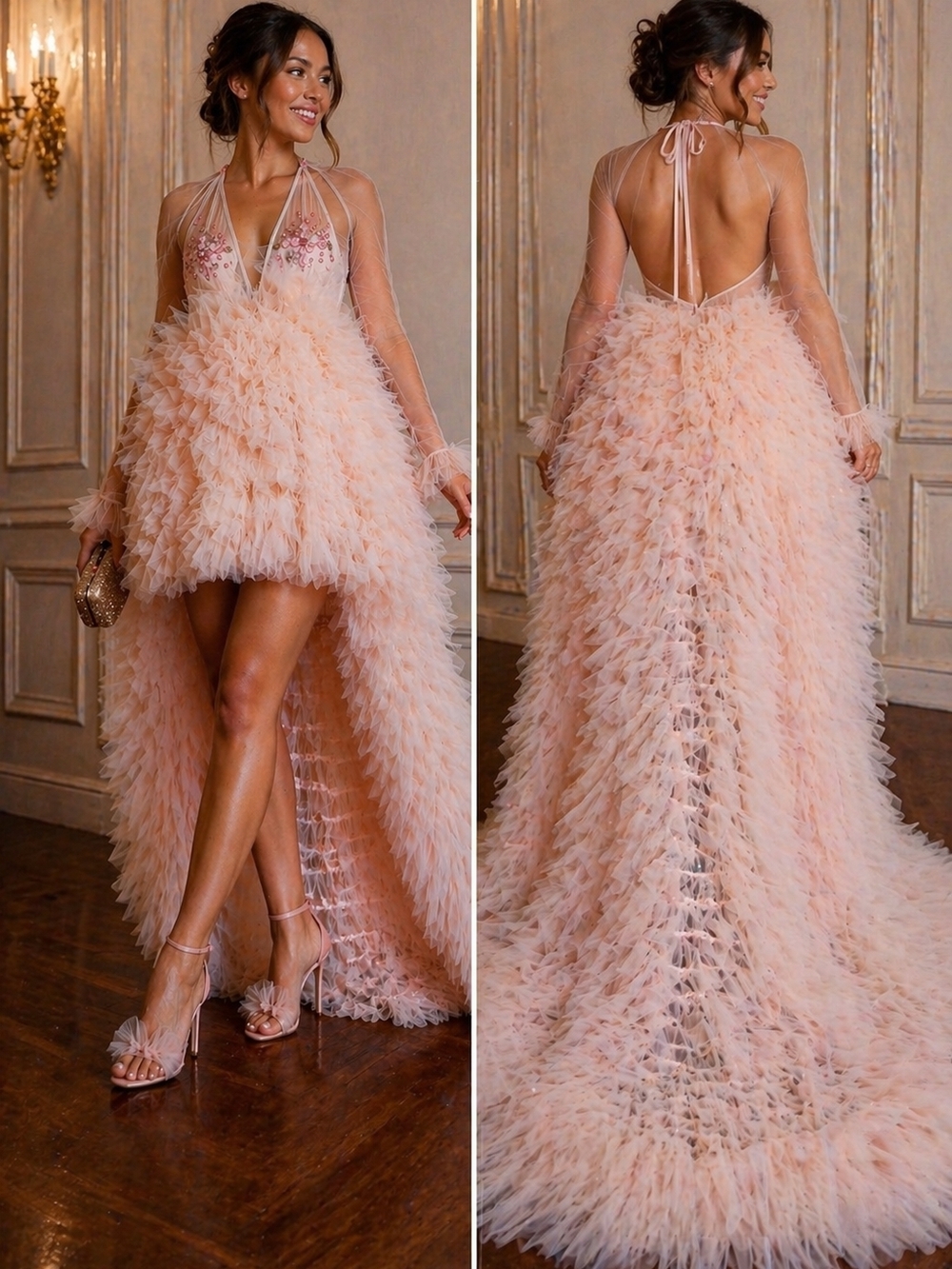 Fashion Nova Pink Tulle High-Low Dress Size Small